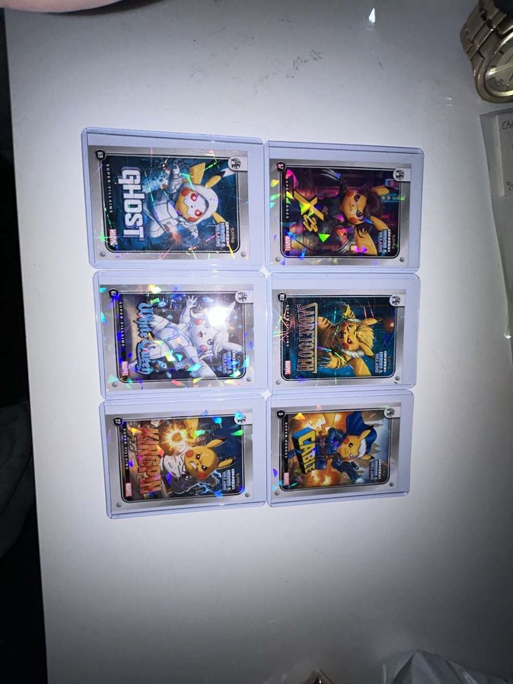 Panini Pokemon Marvel Heroes & Villains Pikachu Holo Cards Lot of 6